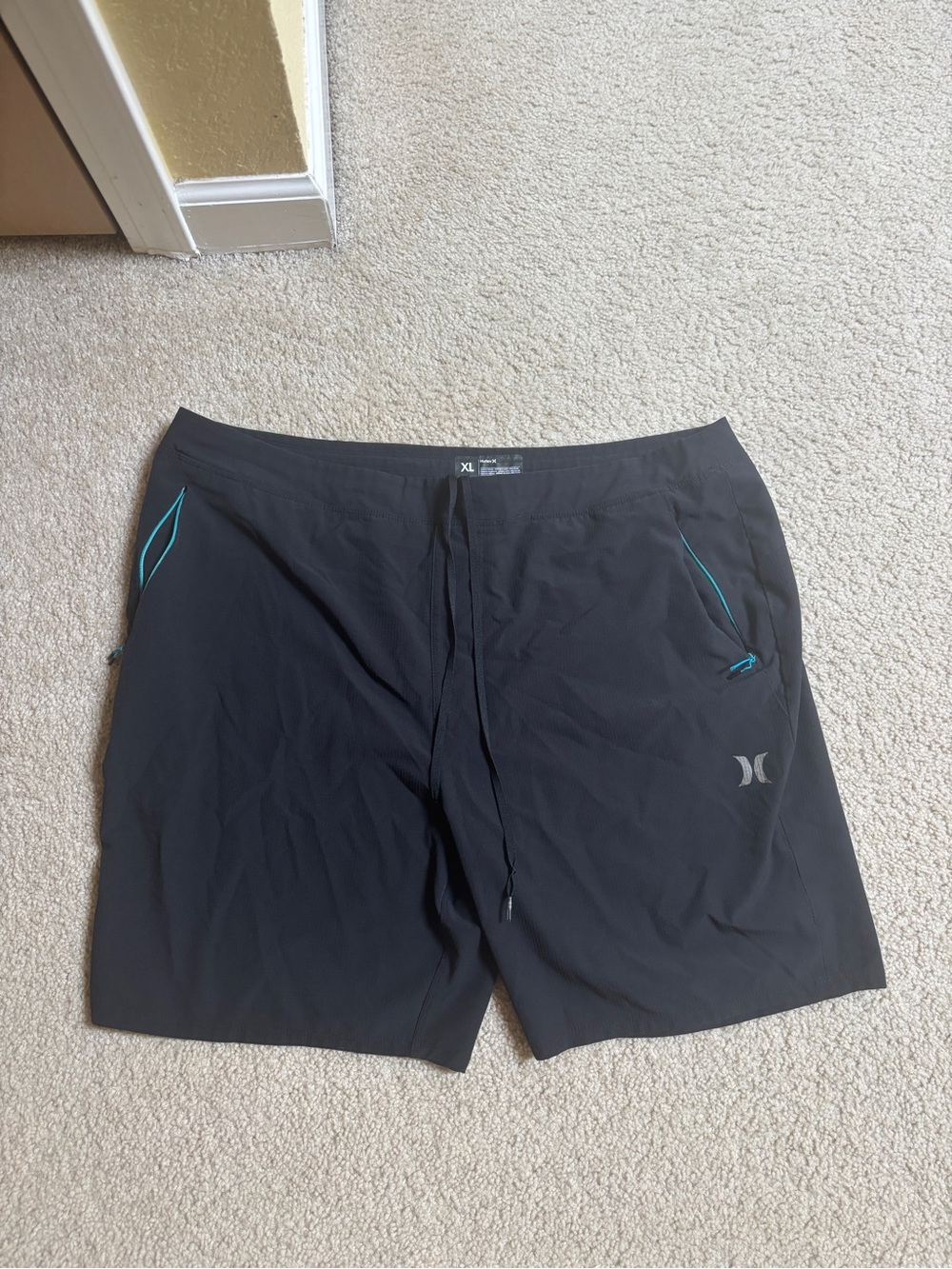 Hurley Black Board Shorts with Teal Accent